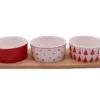 SET APERO NOEL 3 COUPES ET PLATEAU ROUGE