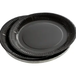 SET 20 ASSIETTES RONDES D.23CM NOIR