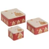 SET 3 BOITES METAL CARRE NOEL