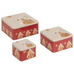 SET 3 BOITES METAL CARRE NOEL