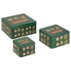SET 3 BOITES METAL CARRE NOEL