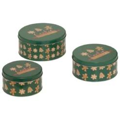 SET 3 BOITES METAL ROND NOEL