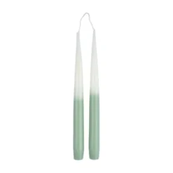 SET 2 BOUGIES CHANDELIER H.26CM TIE DYE BLANC ET CELADON
