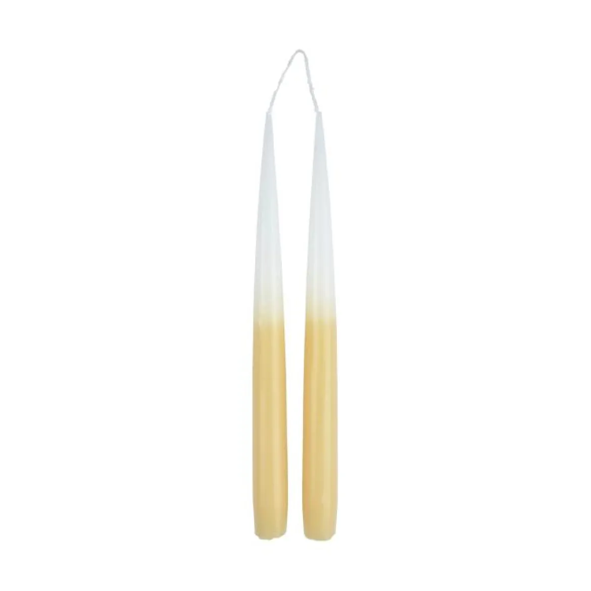 SET 2 BOUGIES CHANDELIER H.26CM TIE DYE BLANC ET SEMOULE