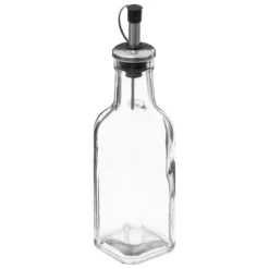 SET BOUTEILLE HUILE VINAIGRE SEL POIVRE VERRE AVEC SUPPORT