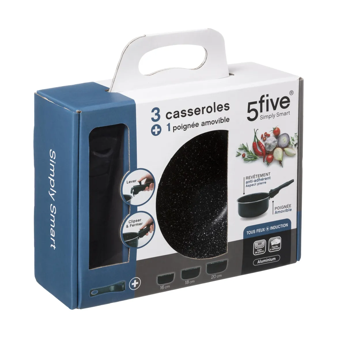 SET 3 CASSEROLES PIERRE AVEC POIGNEES 16 A 20CM