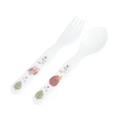 SET 2 COUVERTS PLASTIQUE DECORES CUILLERE ET FOURCHETTE
