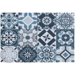 SET DE TABLE VINYLE MOSAIQUE CARREAUX BETON BLEU 45X30CM