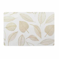 SET DE TABLE 30X45CM PVC IMPRIME METALLISE FEUILLETTE OR