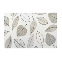 SET DE TABLE 30X45CM PVC IMPRIME METALLISE FEUILLETTE NOIR