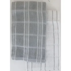 SET 2 ESSUIE MAINS ANDREW 50X50CM COTON GRIS CLAIR BLANC