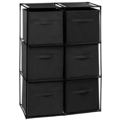 SET ETAGERE AVEC 6 BOITES MIX NOIR D.68X34X98CM