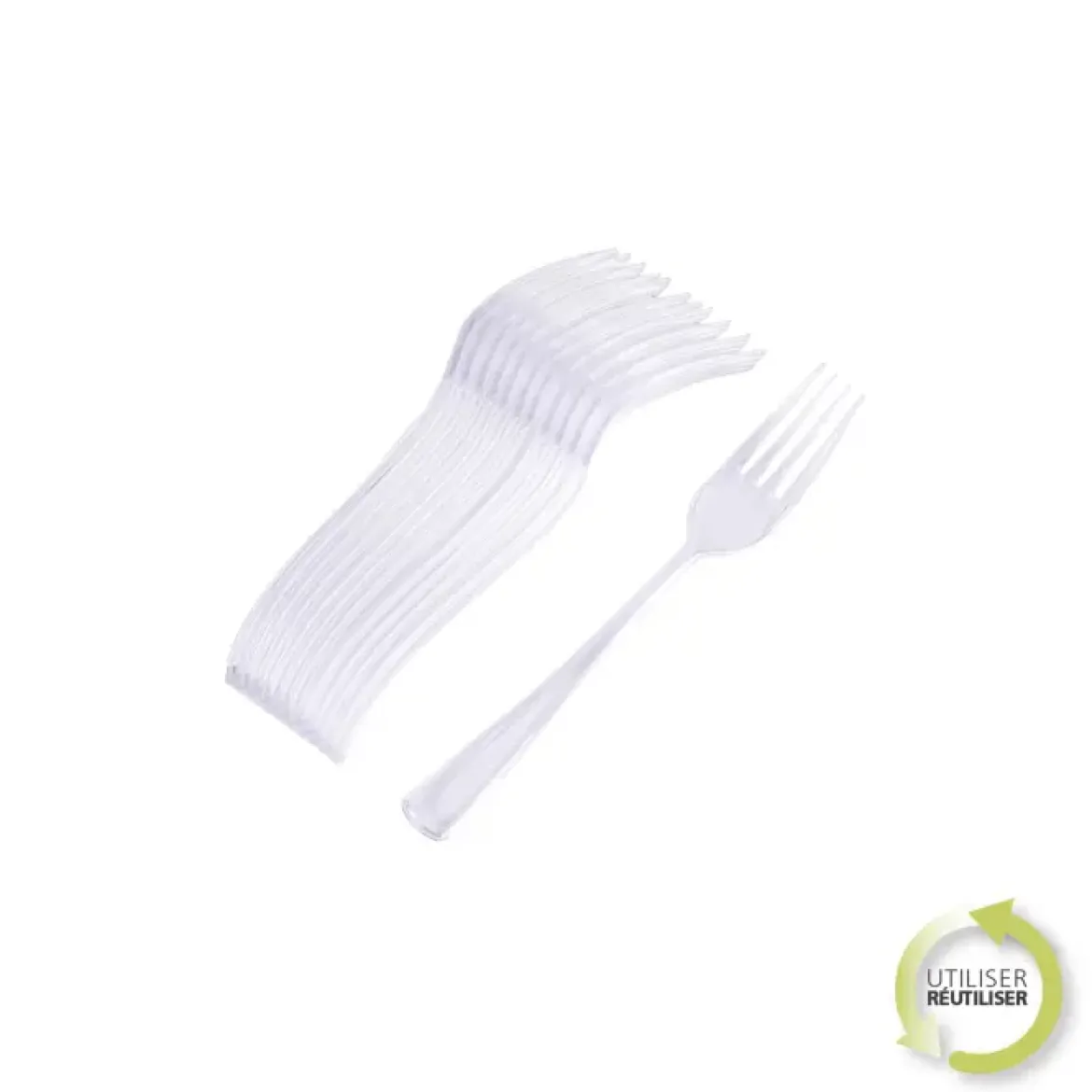 SET 12 FOURCHETTES REUTILISABLES TRANSPARENT H.18.5CM