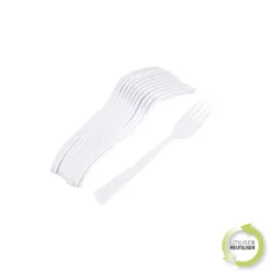 SET 12 FOURCHETTES REUTILISABLES BLANC H.18.5CM