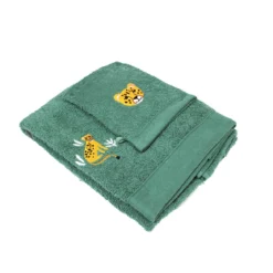 SET GANT ET DRAP DOUCHE 70X130CM EPONGE BRODEE TIMMY