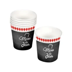 SET 10 GOBELETS CARTON 23CL MENU DU JOUR