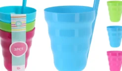 SET 3 GOBELETS PAILLE 300ML