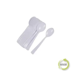 SET 12 GRANDES CUILLERES REUTILISABLES BLANC H.17.5CM
