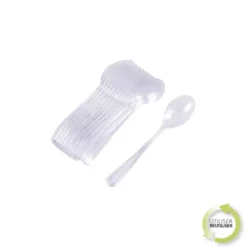SET 12 GRANDES CUILLERES REUTILISABLES TRANSPARENT H.17.5CM