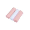 SET 3 LANGES GAZE DE COTON 70X70CM ROSE ET BLANC