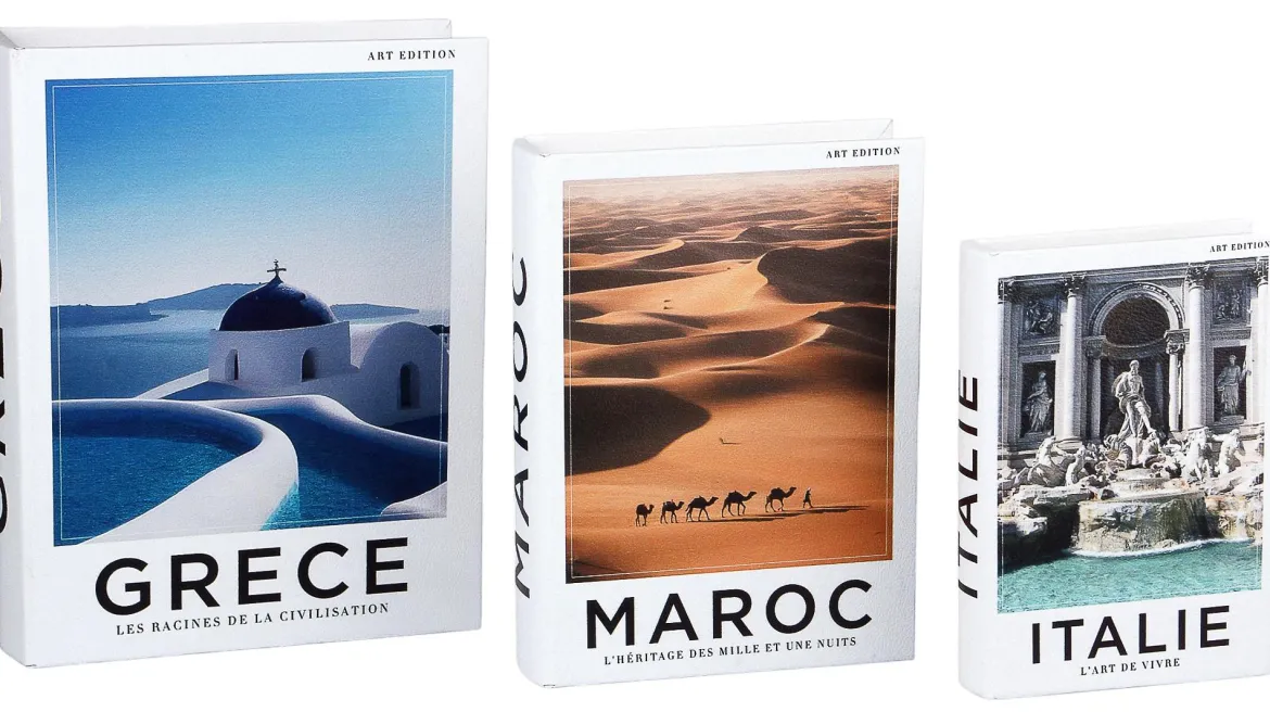 SET 3 LIVRES BOITES GRECE MAROC ITALIE