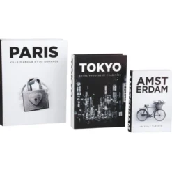 SET 3 LIVRES BOITES PARIS TOKYO AMSTERDAM