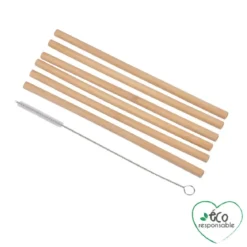 SET 6 PAILLES BAMBOU REUTILISABLE 20CM AVEC BROSSE