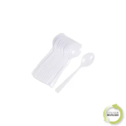 SET 12 PETITES CUILLERES REUTILISABLES BLANC H.13CM