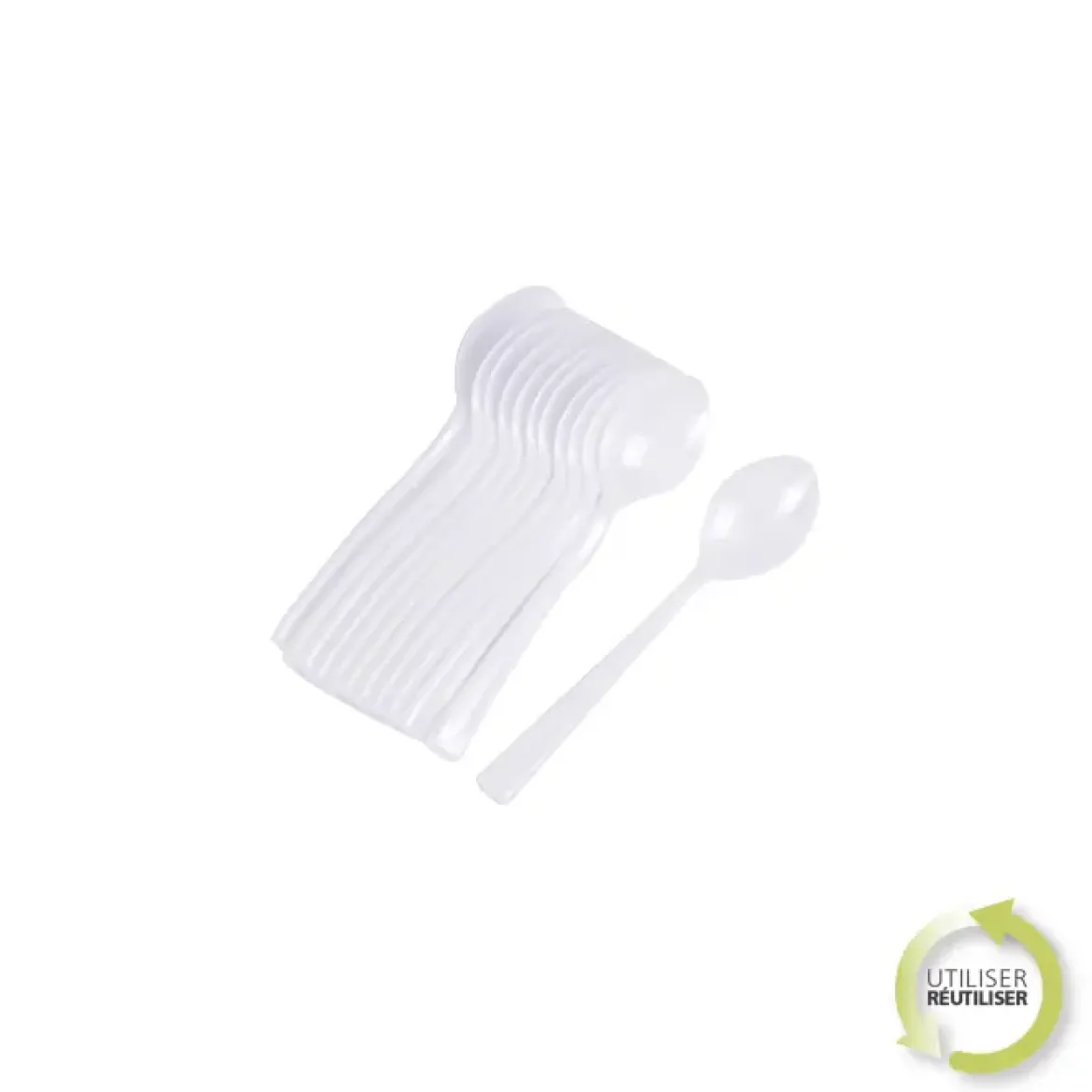 SET 12 PETITES CUILLERES REUTILISABLES BLANC H.13CM