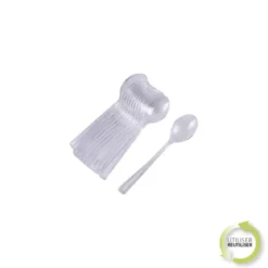 SET 12 PETITES CUILLERES REUTILISABLES TRANSPARENT H.13CM