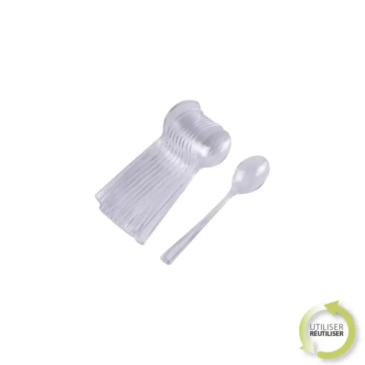SET 12 PETITES CUILLERES REUTILISABLES TRANSPARENT H.13CM