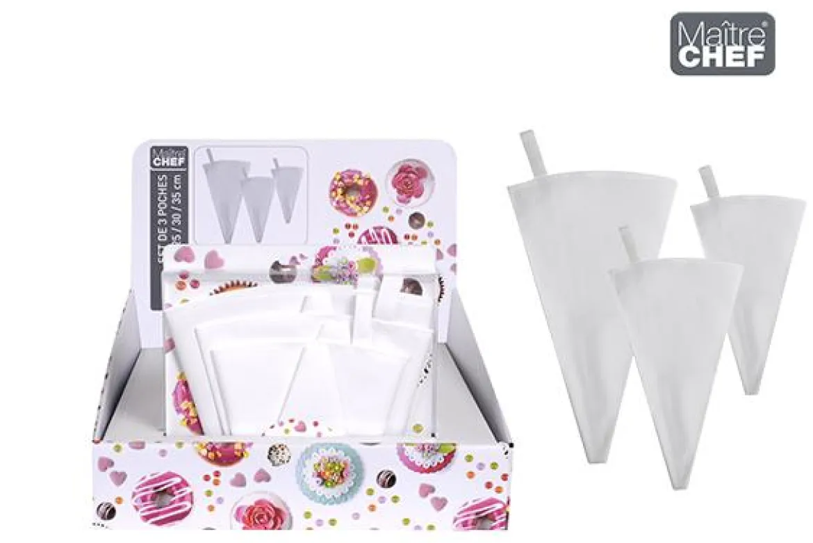 SET 3 POCHES PATISSERIE 25 30 ET 35CM