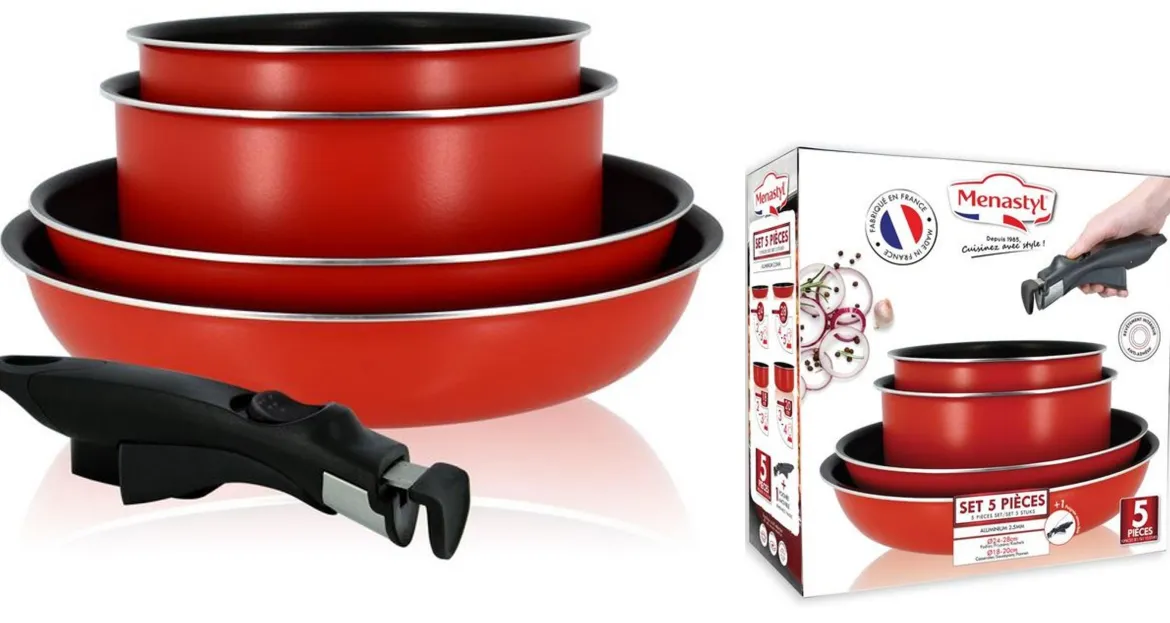 SET 2 POELES 2 CASSEROLES ET 1 POIGNEE NON INDUCTION
