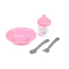 SET REPAS 4 PIECES AVEC ASSIETTE COUVERTS ET TASSE ROSE