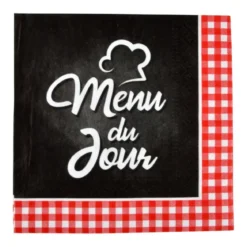 SET 20 SERVIETTES PAPIER 3 PLIS 33X33CM MENU DU JOUR