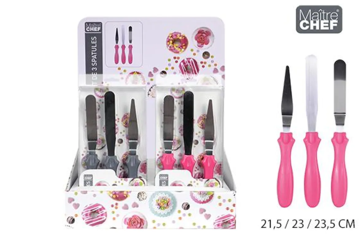 SET 3 SPATULES A GLACAGE INOX