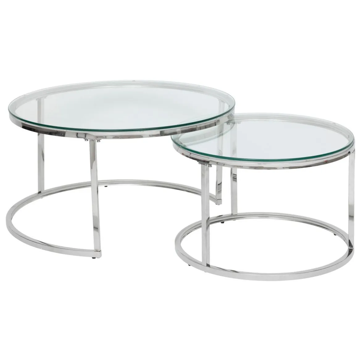 SET 2 TABLES BASSES KNEO VERRE INOX