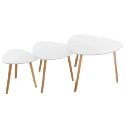 SET 3 TABLES CAFE MILEO BLANC