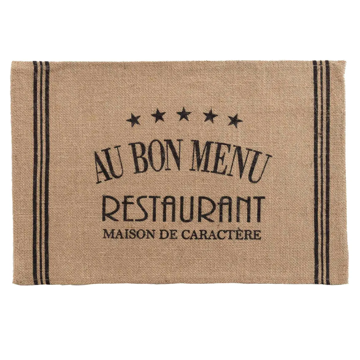 SET TABLE 30X45CM JUTE IMPRIME DINER NOIR