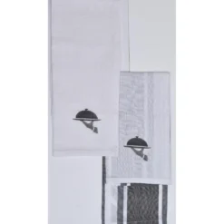 SET 2 TORCHONS BRODES NID D ABEILLE CLOCHE 50X70 GRIS FONCE