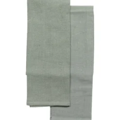 SET 2 TORCHONS JUSTIN 50X70CM COTON VERT DE GRIS