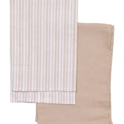 SET 2 TORCHONS ROULES 45X65CM COTON BEIGE