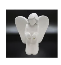 STATUETTE ANGE MAINS JOINTES 9.4X8X11CM BLANC