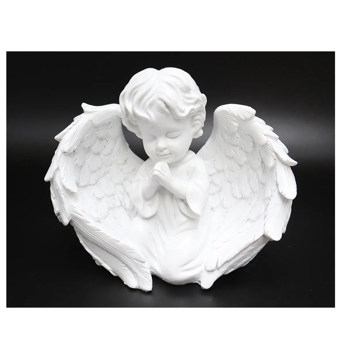 STATUETTE ANGE POLYRESINE AILES MAINS 18X9X14.2CM