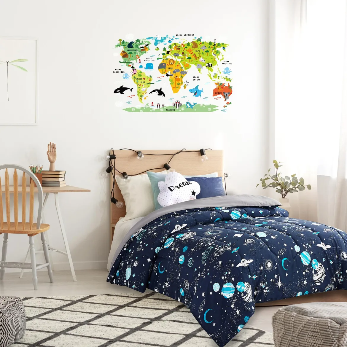 STICKER MURALE MAPPEMONDE 90X60CM