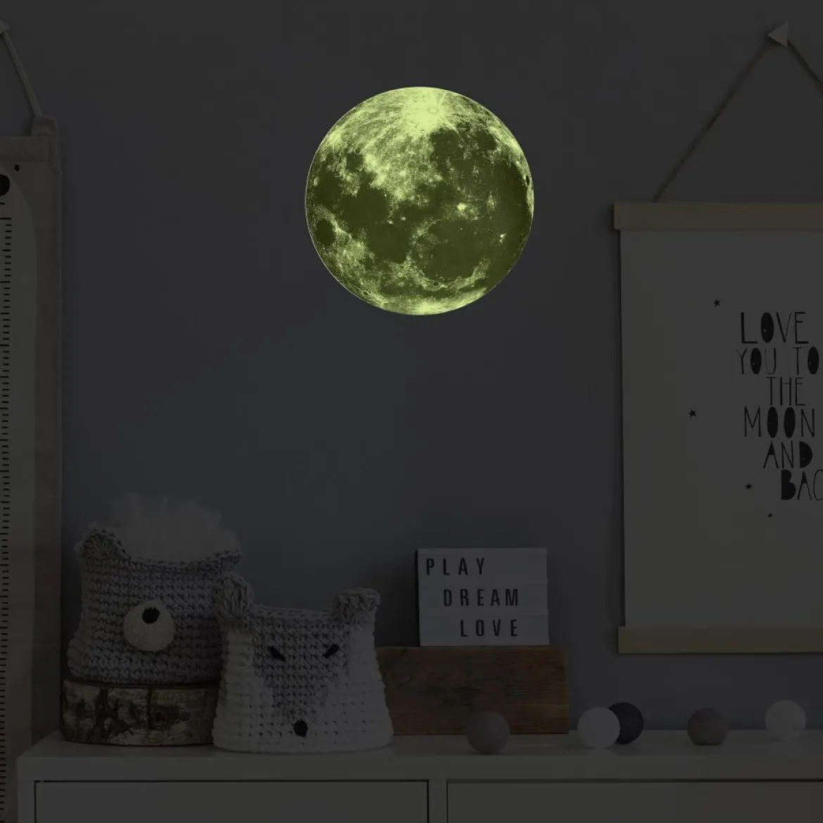 STICKER MURALE PHOSPHORESCENT LUNE 25CM