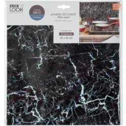 STICKERS CARRELAGE MARBRE NOIR X2 PIECES