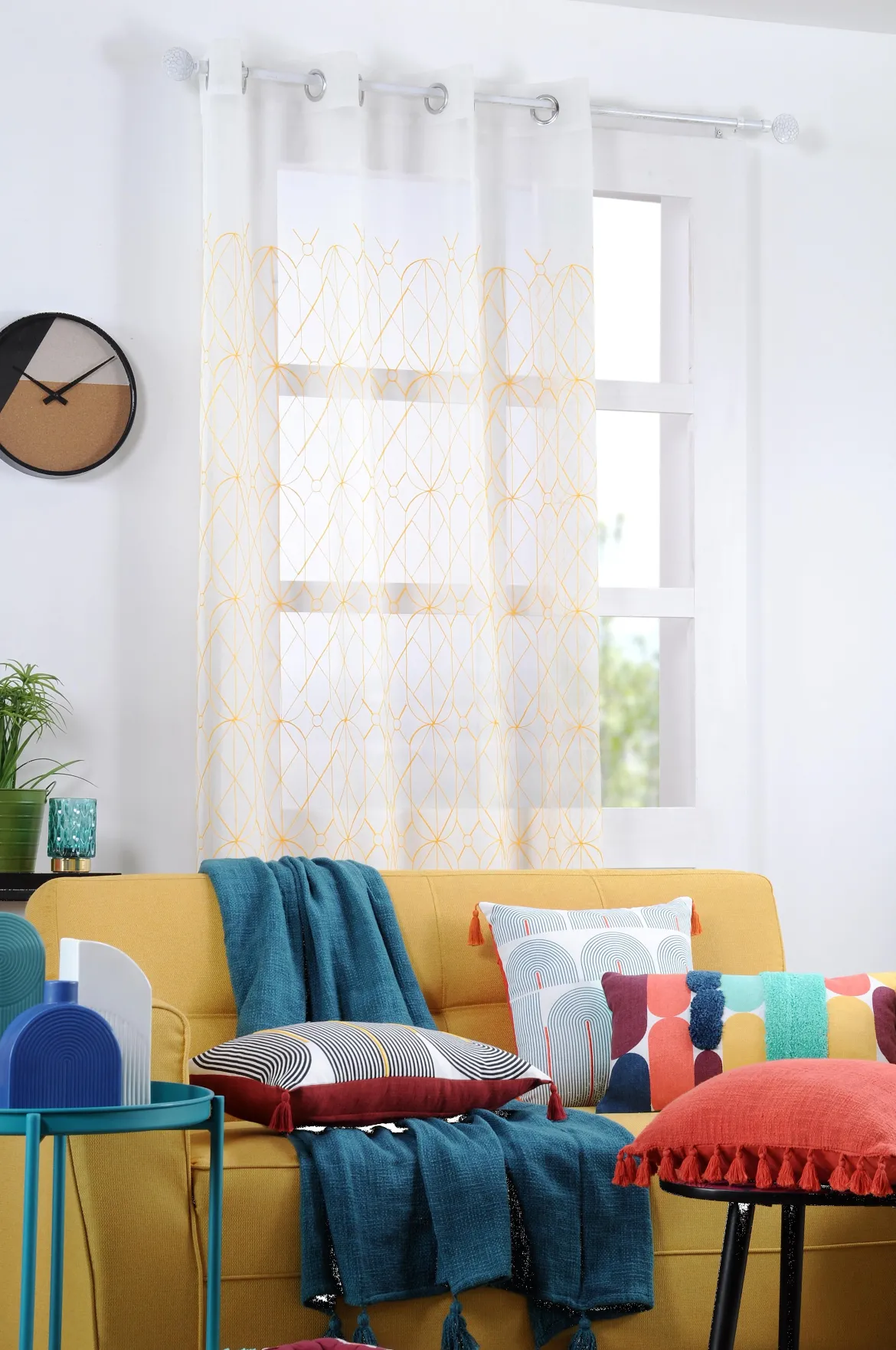 STRIPES VOILAGE 140X260 MOUTARDE