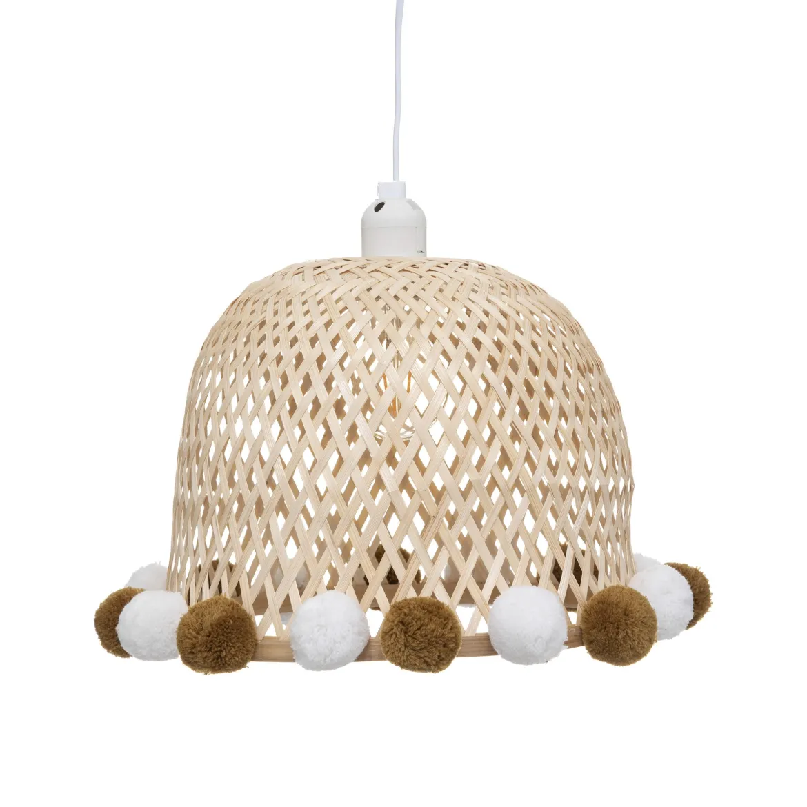 SUSPENSION BAMBOU POMPONS