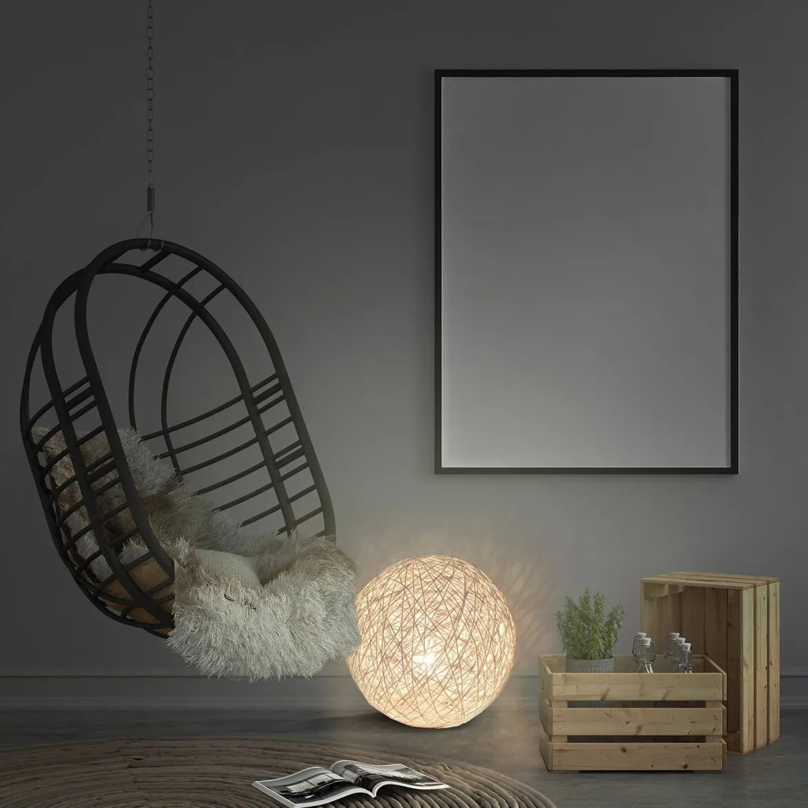 SUSPENSION INTERIEUR BEIGE 30CM